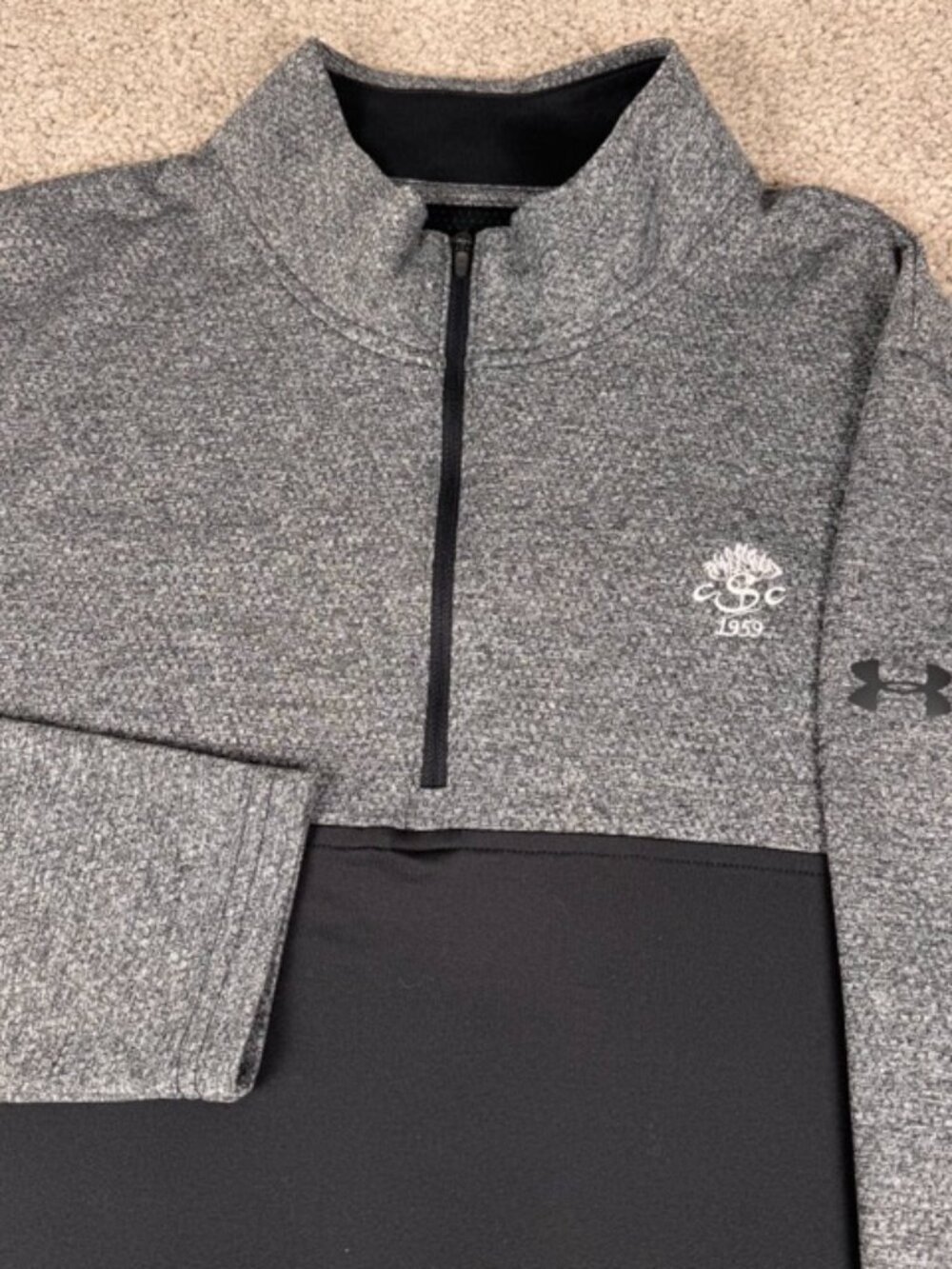 Under Armour 1/4 Zip Golf Pullover Shelridge CC Grey Black Men's Size XL